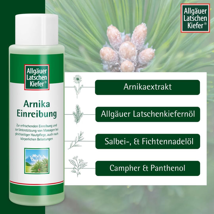 Allgäuer Latschenkiefer Arnika Einreibung - 500 ml - Allgäuer Latschenkiefernöl und Arnikaextrakt -