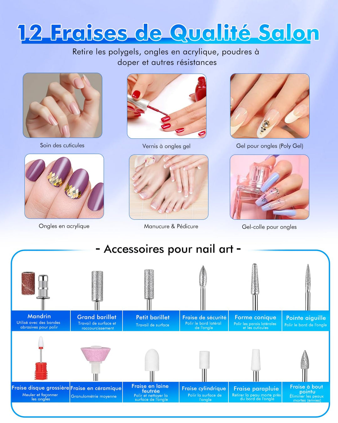 CozyZen Elektrische Nagelfräse Professional, 45000 U/min mit LCD-Display | Hand- &amp; Fusssteuerung, le