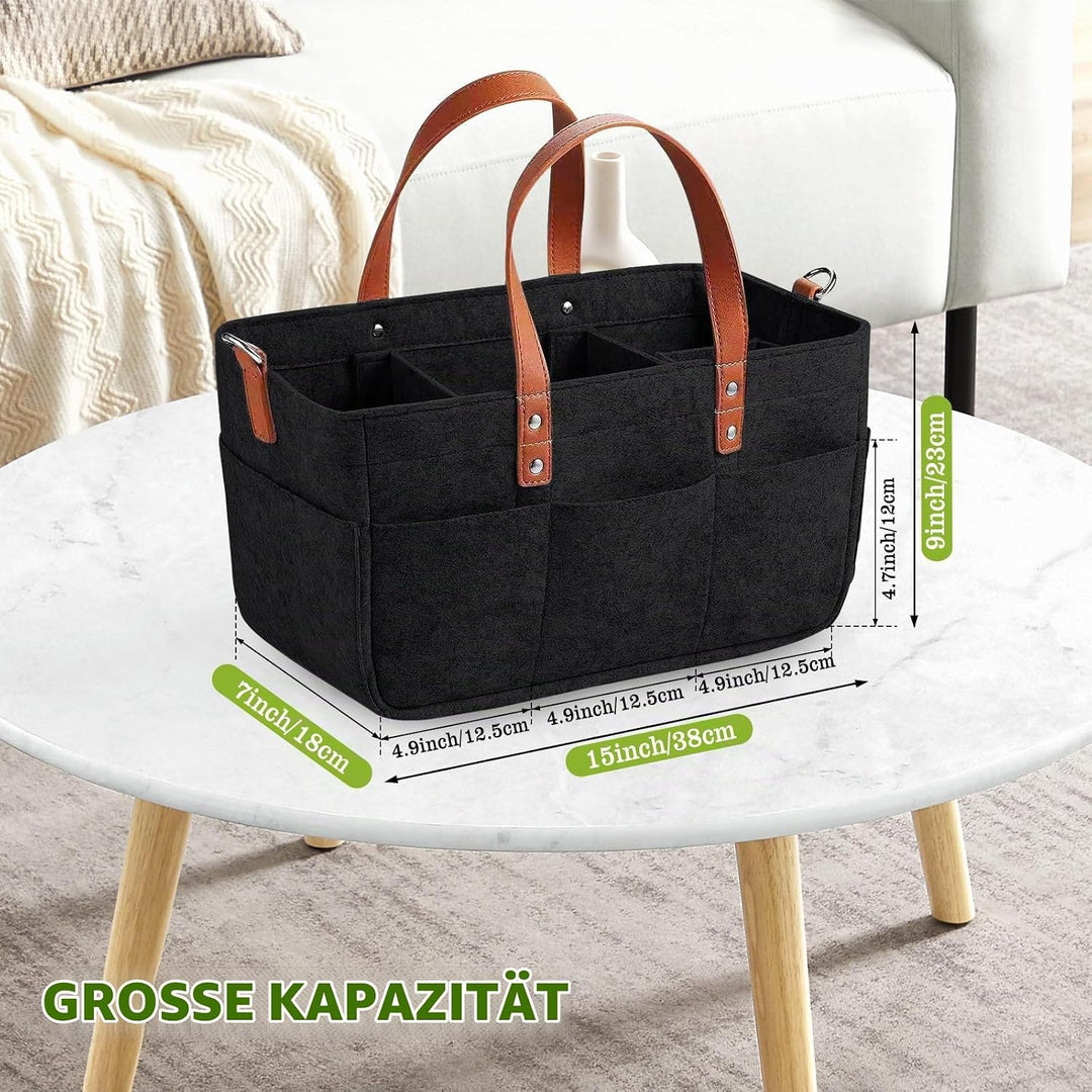 2er Filztasche Einkaufskorb, 16L Filztasche Einkaufstasche mit Fächern Shopper für Outdoor Trips, Pi