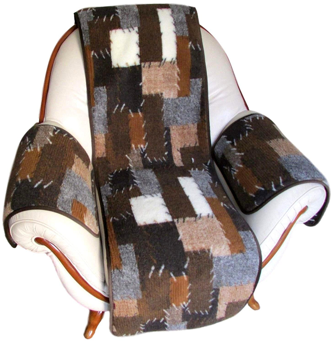 Alpenwolle Sesselschoner Sessel- und Armlehnenschoner Patchwork 3 Teilig