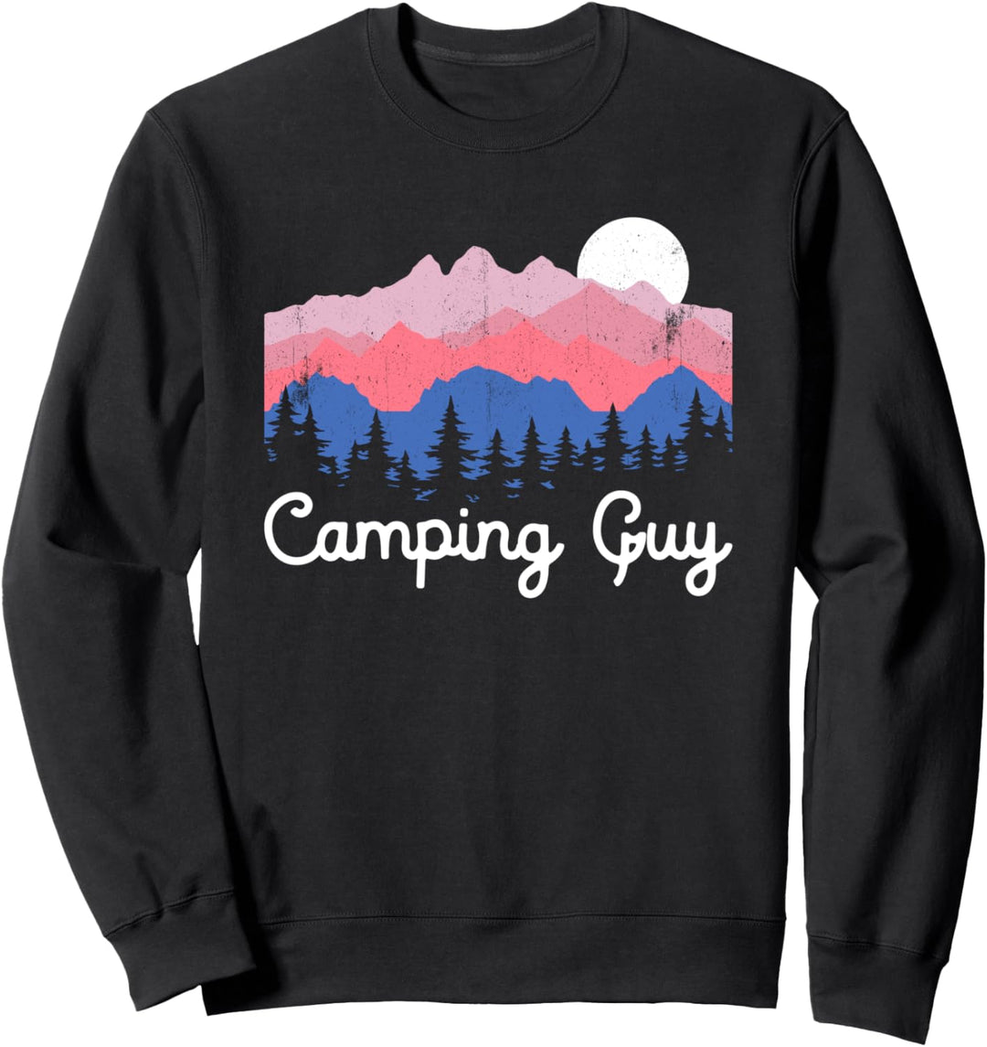 Camping Guy Retro Berge Wandern Outdoor Camping Sweatshirt