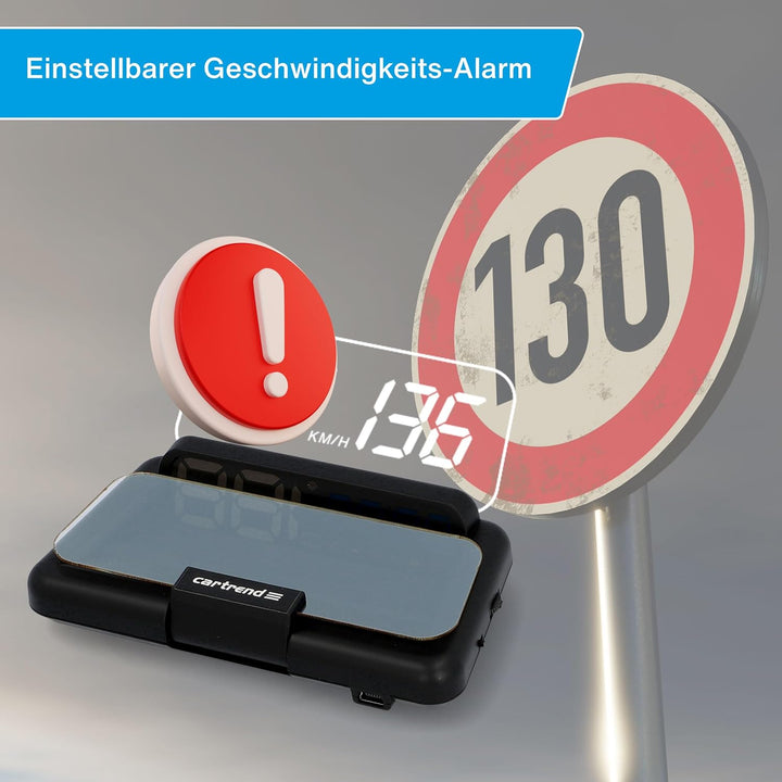 Cartrend 10632 Head Up OBD2 &amp; HUD Display Geschwindigkeitsmesser Auto Tachometer Wassertemperaturmes