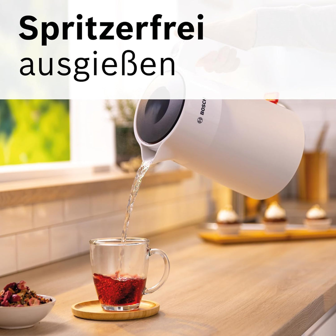 Bosch kabelloser Wasserkocher MyMoment TWK2M161, Abschaltautomatik, Überhitzungsschutz, Tassenanzeig