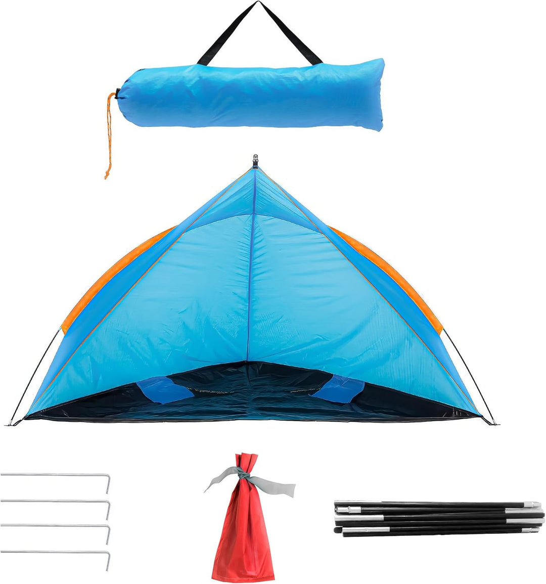 Blumixx Pop Up Strandmuschel für 2–3 Personen – Windschutz &amp; Sonnenschutz Strand Zelt, kompakt faltb
