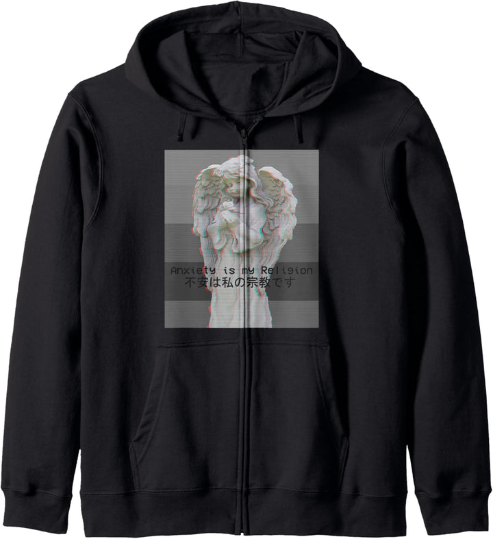 Anxiety Is My Religion Ästhetisches Vaporwave Meme Design Kapuzenjacke