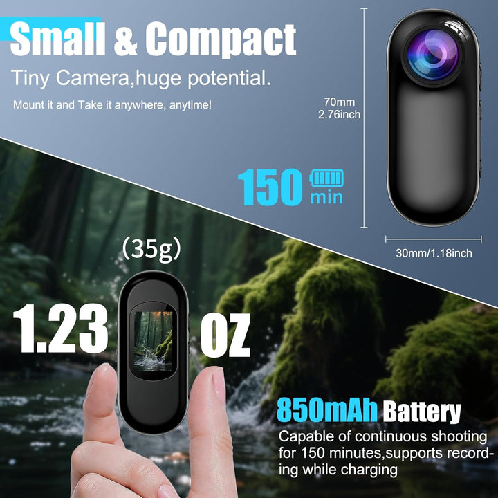 OBEST Mini Action 4K Unterwasserkamera, Mini wasserdichte WiFi Cam, Helmkamera für Fahrrad und Motor