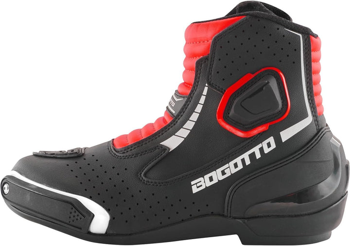 Bogotto Cartagena perforierte Motorrad Stiefel, schwarz/weiss/rot, 42 42 EU Schwarz Weiss Rot, 42 EU