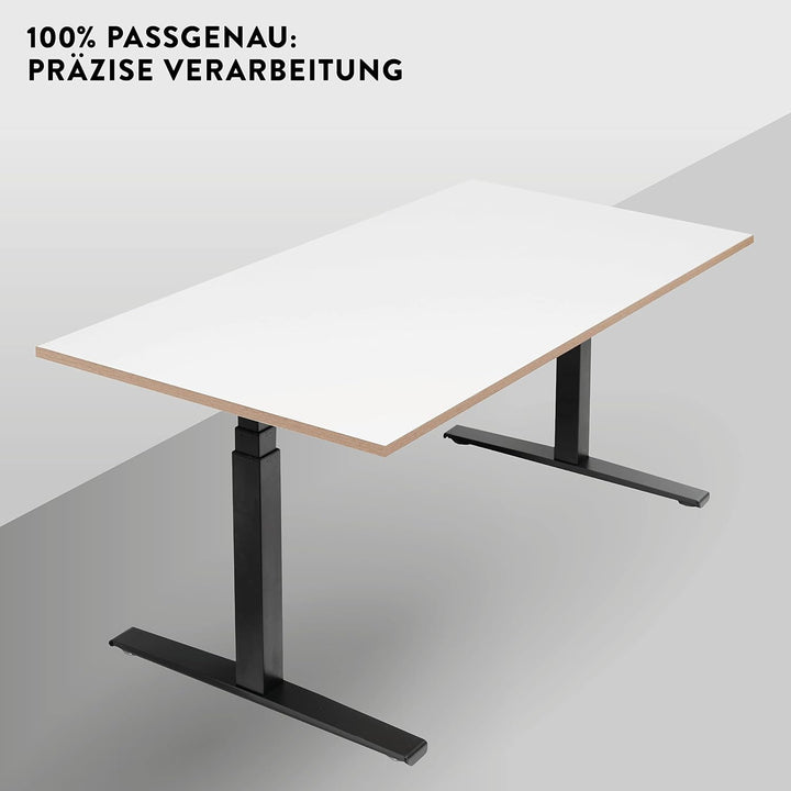 boho office® Schreibtischplatte, Tischplatte – 120 x 80 x 2,5 cm in Weiss mit edler Multiplex Echtho