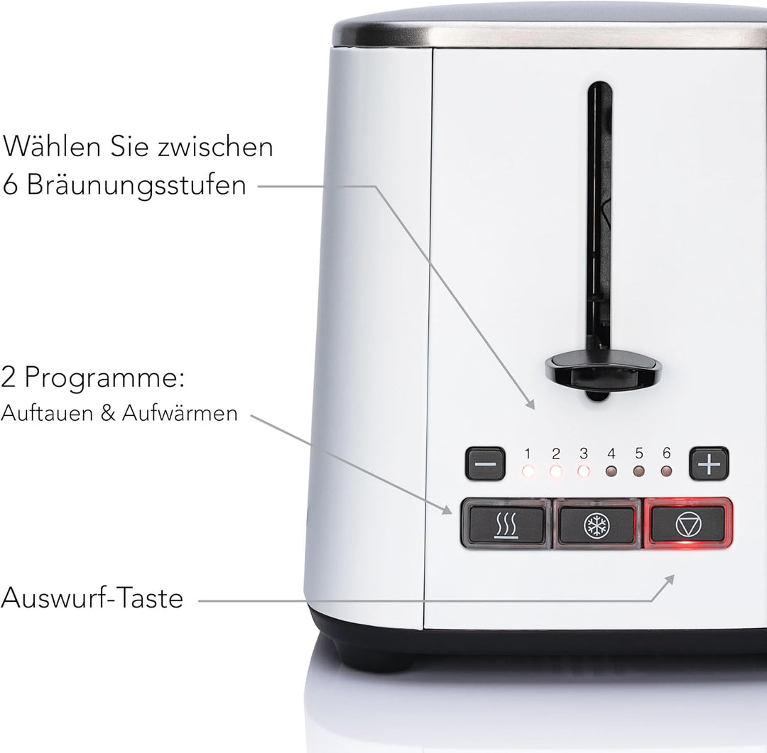 Wilfa CLASSIC Toaster - 2 Scheiben - 3 Programme - Verstellbare Hitzeeinstellungen - 1.000 Watt (wei