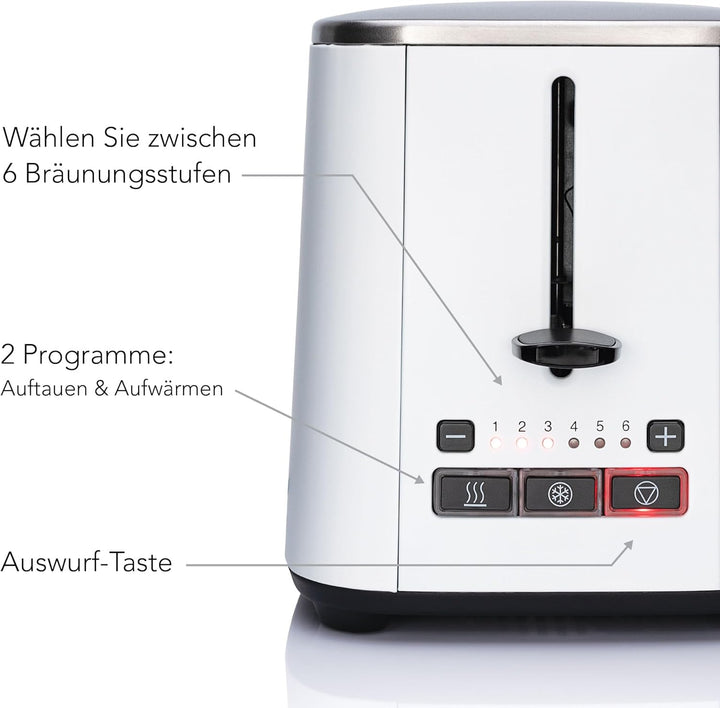 Wilfa CLASSIC Toaster - 2 Scheiben - 3 Programme - Verstellbare Hitzeeinstellungen - 1.000 Watt (wei