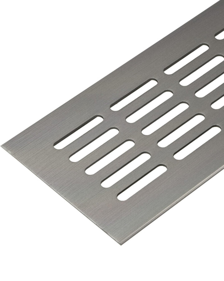 Gedotec Lüftungsgitter eckig aus Aluminium | 1 Stück Abluft-Gitter Edelstahl-Finish 600 x 60 mm | Tü