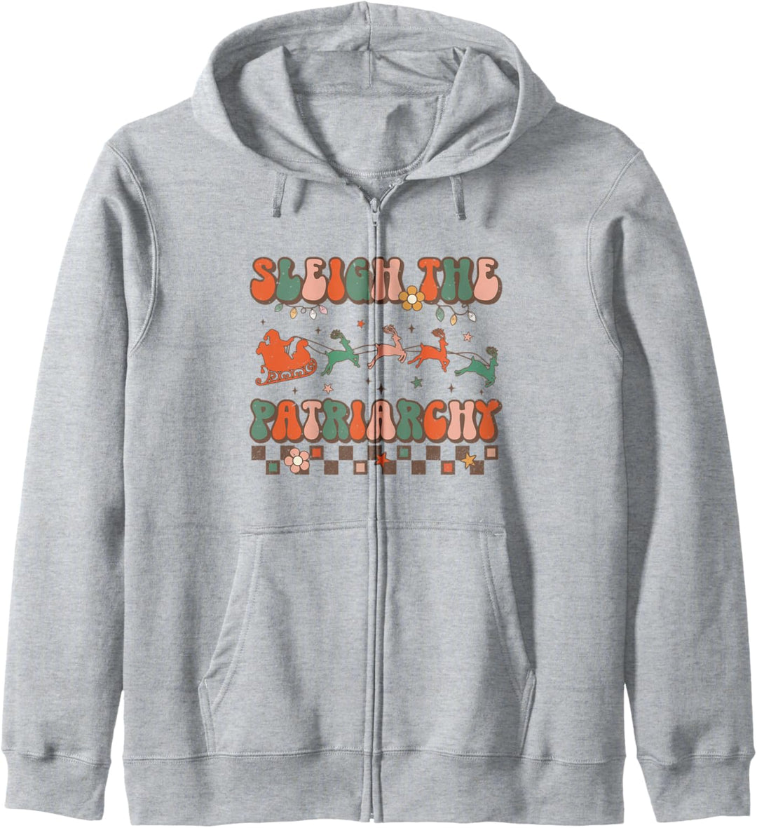 Sleigh The Patriarchy Feminist Feminism Meme Retro Christmas Kapuzenjacke