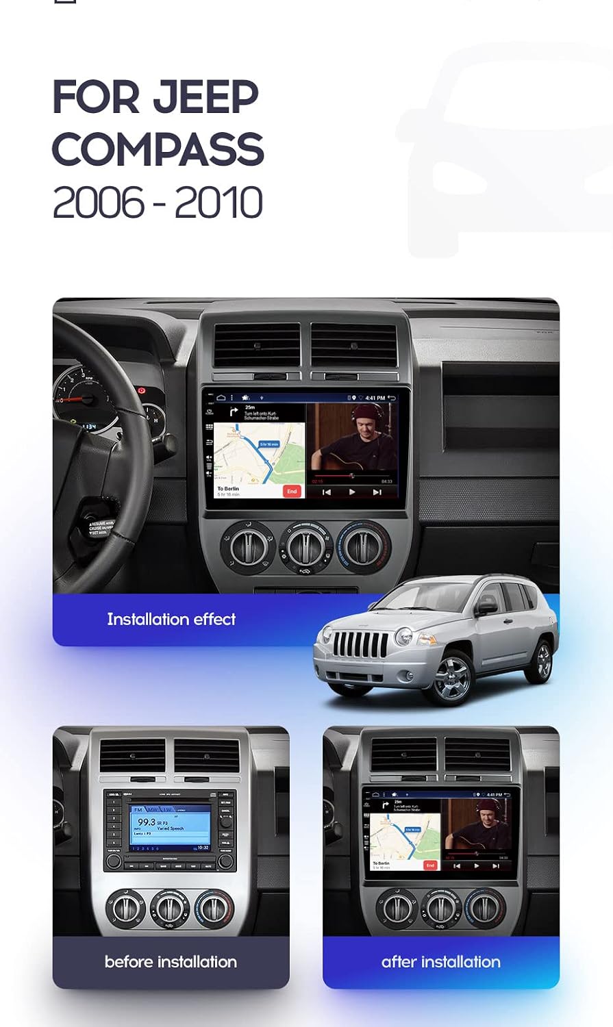 JOYX Android 12 IPS Autoradio Passt für Jeep Compass 1 MK (2006-2010) - [4G+64G] - Eingebaut DSP/Car