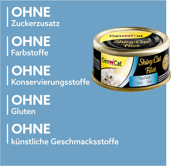 GimCat ShinyCat Filet Thunfisch - Katzenfutter mit saftigem Filet ohne Zuckerzusatz für ausgewachsen