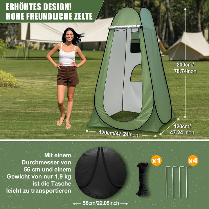Charmofun Duschzelt Camping, Toilettenzelt Pop Up Umkleidezelt UV-Schutz, Mobile Tragbar WC Zelt mit