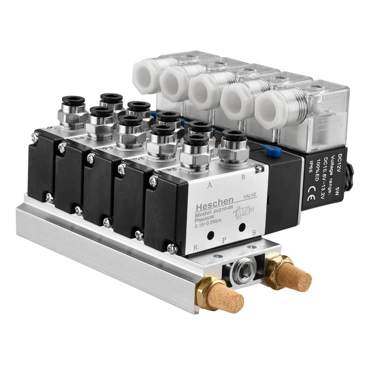 Heschen Elektrisches pneumatisches 5 Magnetventil, 4V210-08, DC12V, PT1/4, 5 Wege 2 Positionen, Krüm