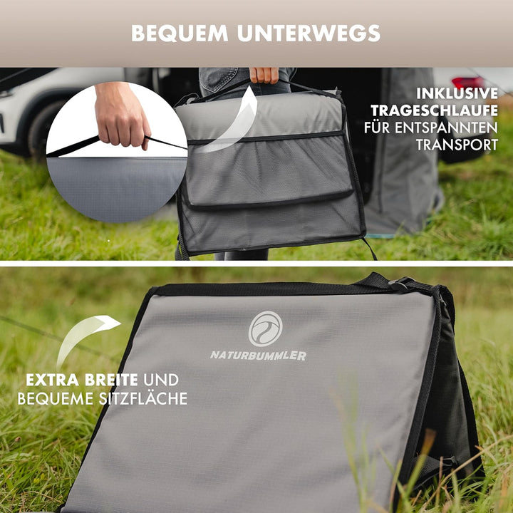 NATURBUMMLER Campingliege faltbar leicht [Cloud Lounge+] – tragbare Strandliege mit Rückenlehne & Ta