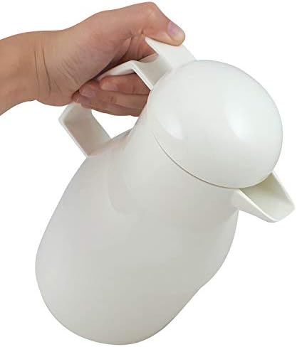 Helios Top Push Thermoskanne Weiss 1L – 6h Heiss - Hält Getränke heiss &amp; kalt – Einhandbedienung – E