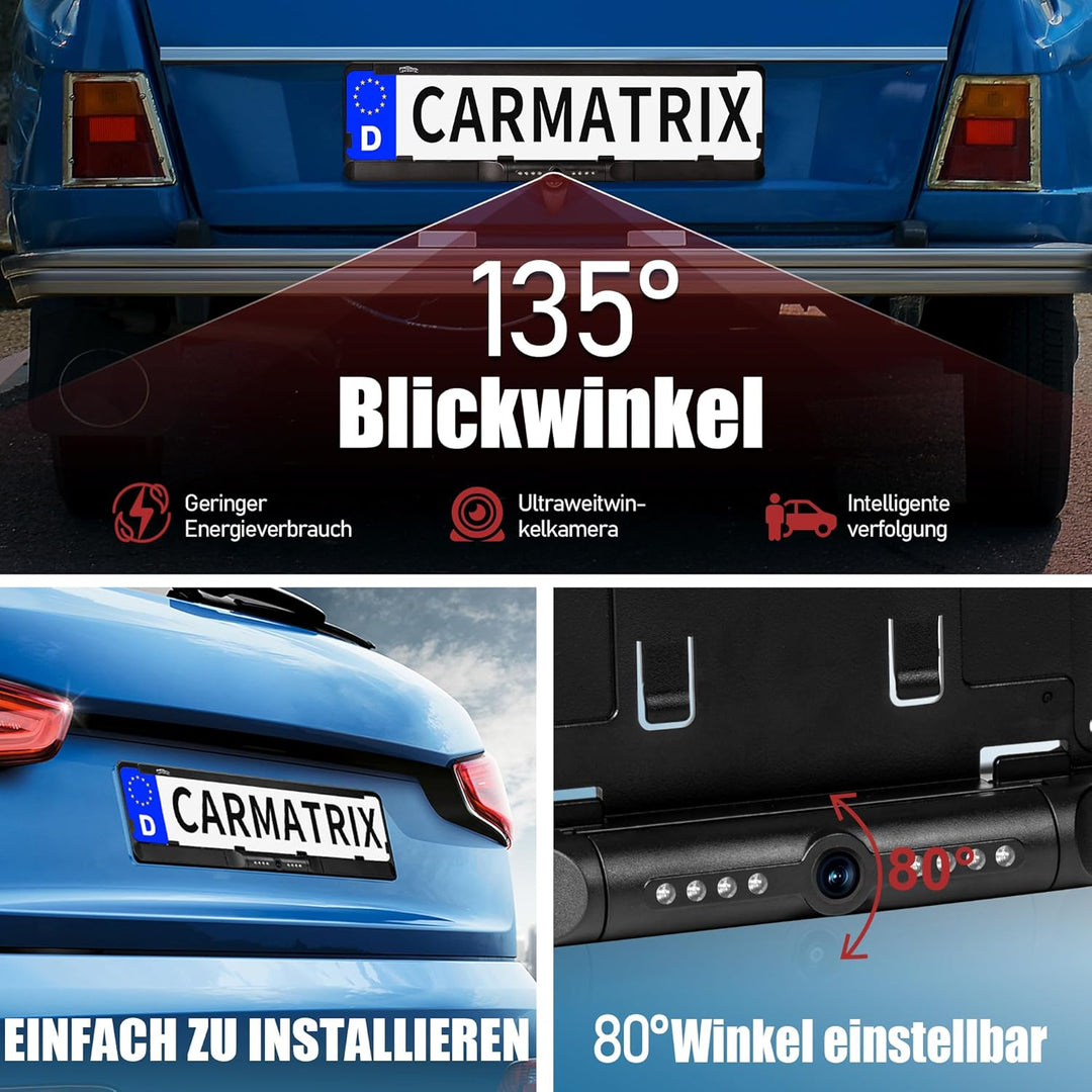 WLAN Funk Rückfahrkamera im Kennzeichenhalter für Smartphone | HD Rückfahrsystem mit App-Steuerung f