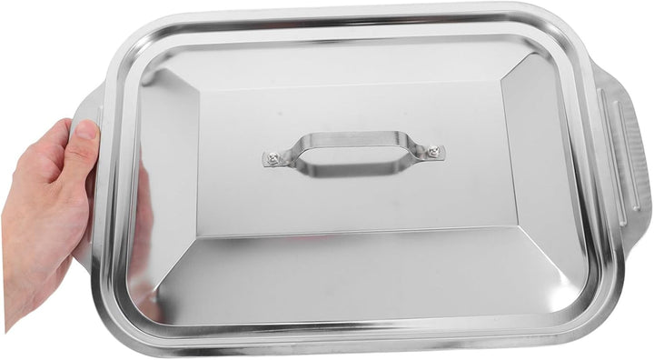 DOITOOL Bräter mit Deckel Klein aus Edelstahl Rechteckig Heavy Duty Backform für Cakes und Pizza zum