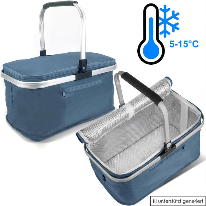 2 Stück 24L Einkaufskorb Gross Isolierkorb Kühlkorb Kühltasche Picknickkorb Thermotasche Kühltasche