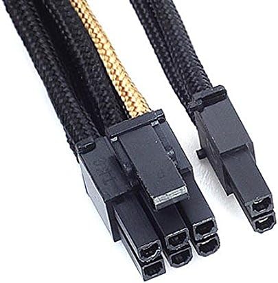 SilverStone SST-PP07-PCIBG - Netzteil-Verlängerungskabel 25cm 8pin auf PCI-E 6+2pin, schwarz/gold SS