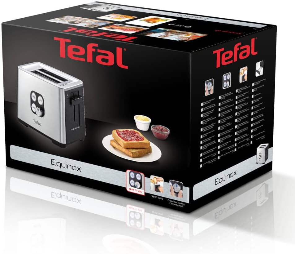 Tefal Equinox TT420D30 Toaster, 900 W, 2 Brotscheiben, Silber