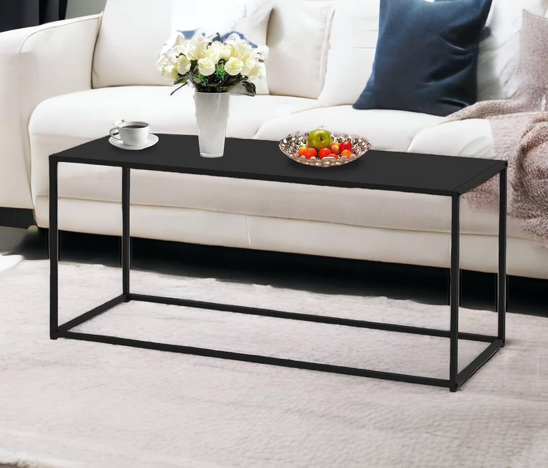 DanDiBo Couchtisch Schwarz Metall Eckig 110x50x40 cm Beistelltisch Wohnzimmer 96470 Tisch Sofatisch