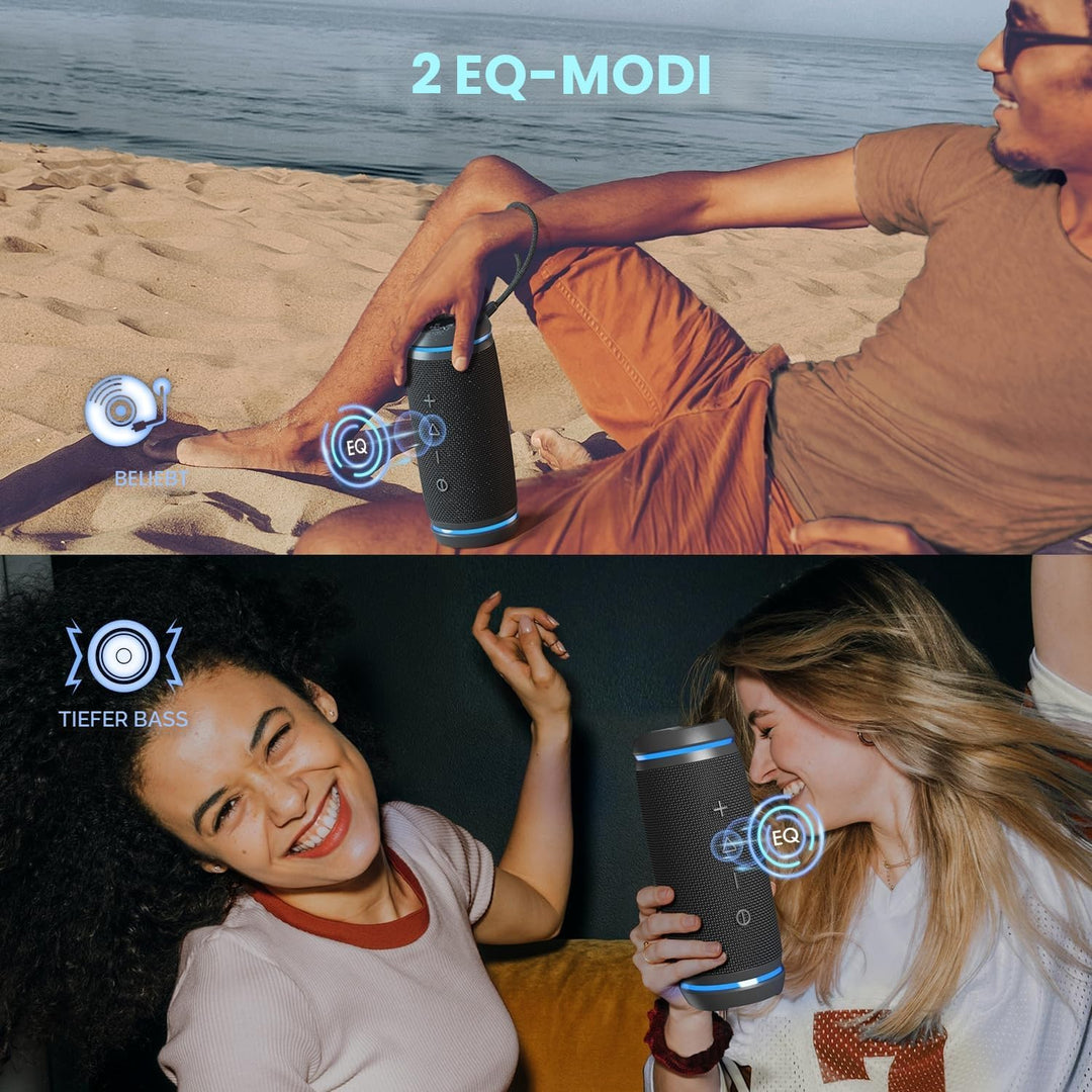 W-KING Bluetooth Lautsprecher, 36W Musikbox Tragbarer Bluetooth Box mit 360° Rundumklang, Kabellose