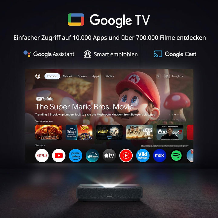 WEMAX Nova Pro ALPD Laser TV, Ultrakurzdistanz Beamer 4K mit 2100 ISO Lumen & 3D, Google TV & Google