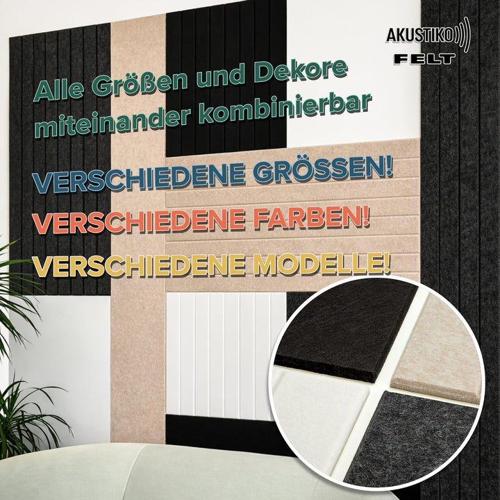 AKUSTIKO Akustikpaneele Selbstklebend 60x60cm - 1 Stück Beige Akustik Wandpaneele Schallschutz & Rau