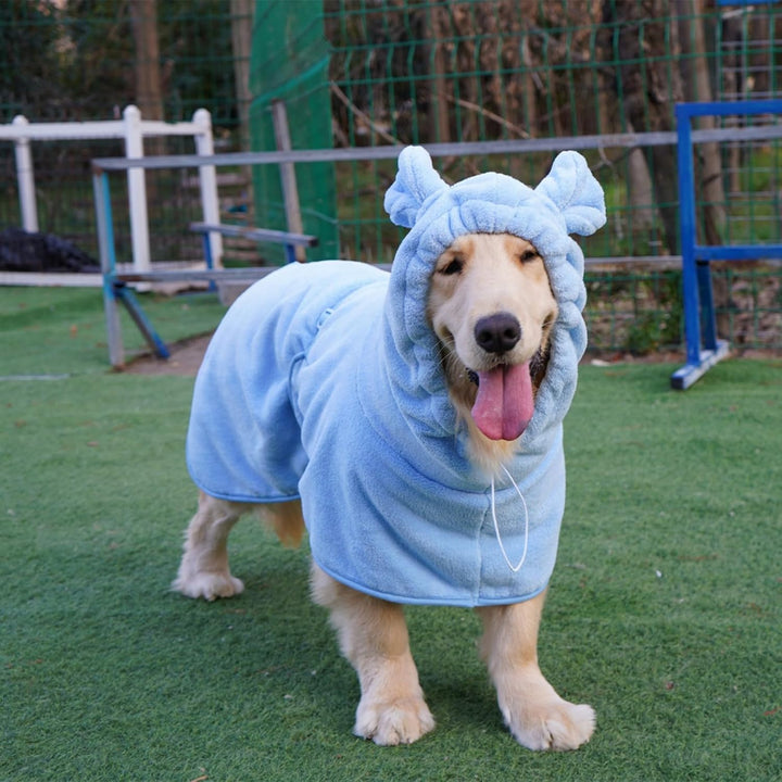 Hunde-Bademantel, super saugfähig, schnell trocknend, Mikrofasermantel, Kapuzenbadetuch für Welpen,