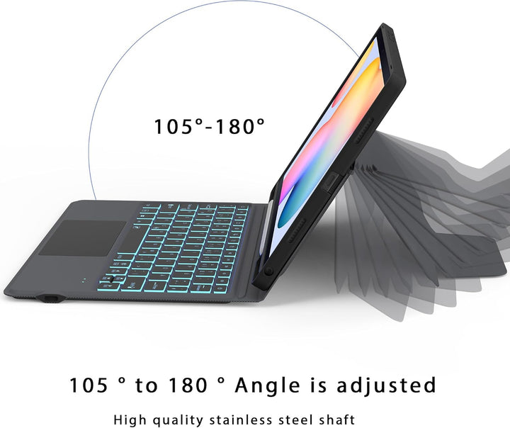 für Samsung Galaxy Tab S6 Lite 10,4 Zoll 2024/2022/2020 Hülle mit Tastatur QWERTZ : 7-Farbige Beleuc