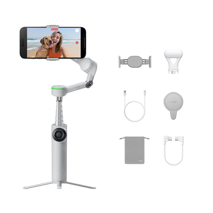 Insta360 Flow 2 Pro Creator Bundle Grau - Faltbarer AI Gimbal, Apple DockKit, 360º-Pan-Tracking, fre