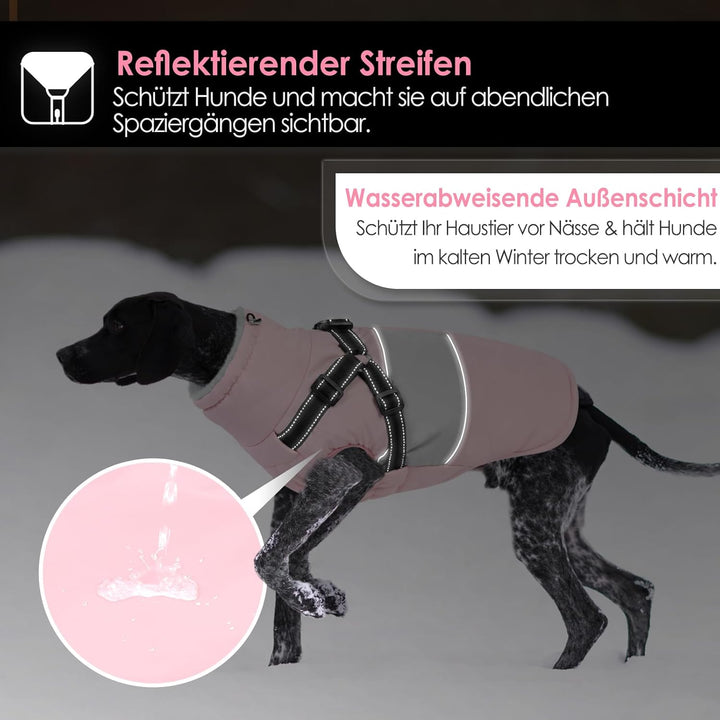 AOFITEE Hundejacke Mittelgrosse Hunde, Winter Wasserdicht Hundejacke Hundemantel mit Geschirr, Warme