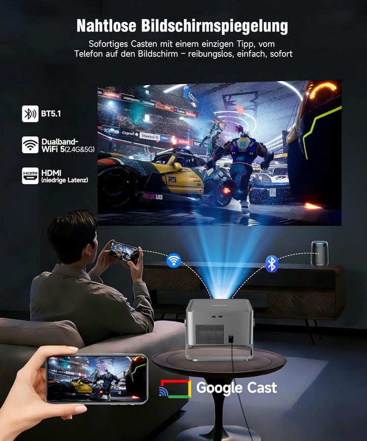 Magcubic Beamer 4K, 1080P Native 800ANSI Projektor mit WiFi, Bluetooth, Sprachsteuerung, Integrierte
