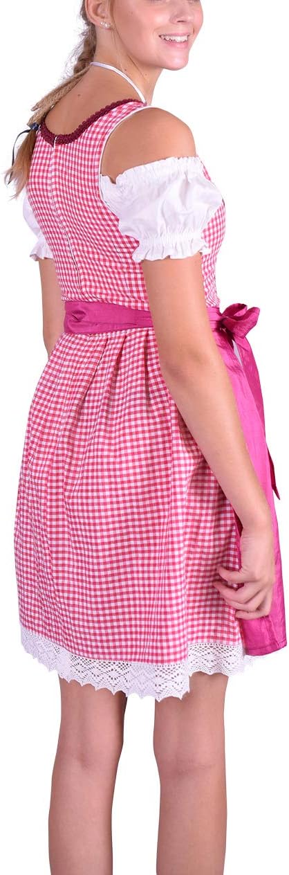 Dirndl Set 3tlg Trachtenkleid 301gt Pink karriert 38