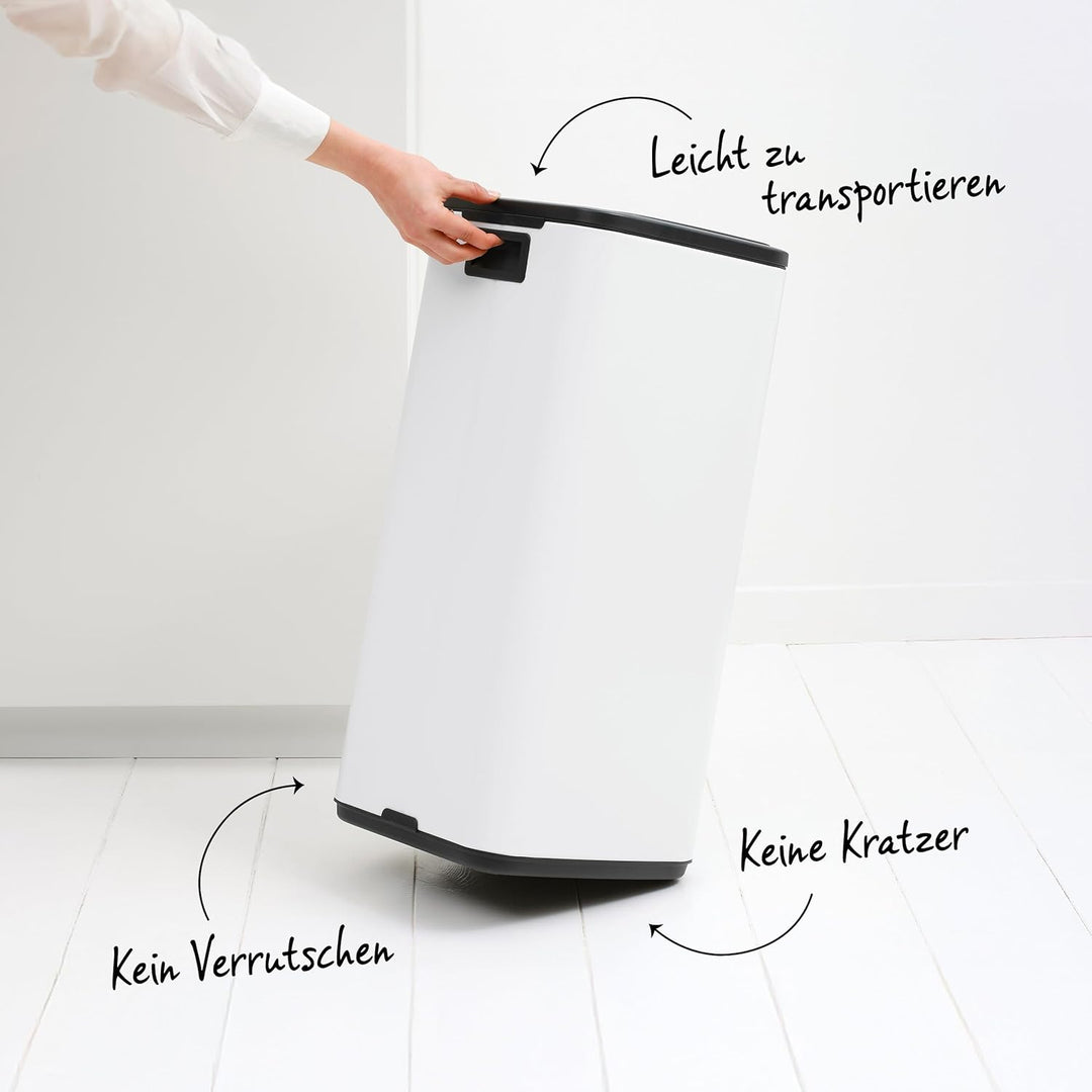 Brabantia Bo Treteimer 30 L (mattschwarz), platzsparender Mini Mülleimer mit Soft-Close-Funktion und