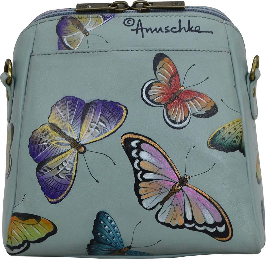 Anuschka Handbemalte Organiser Tasche aus echtem Leder mit Reissverschluss Butterfly Heaven, Butterf