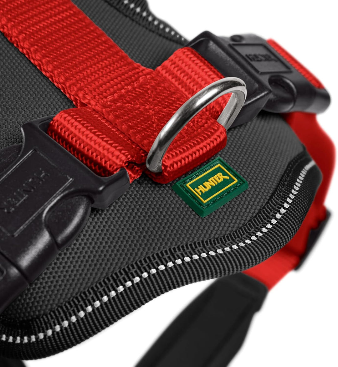 HUNTER NEOPREN Hundegeschirr, Nylon, gepolstert mit Neopren, M/1 53 - 65 cm, rot/schwarz rot/schwarz
