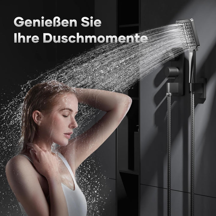 VOXON Duschkopf mit Schlauch 1,6 M, Handbrause Duschkopf Gross, Duschkopf Wassersparend Hochdruck, E