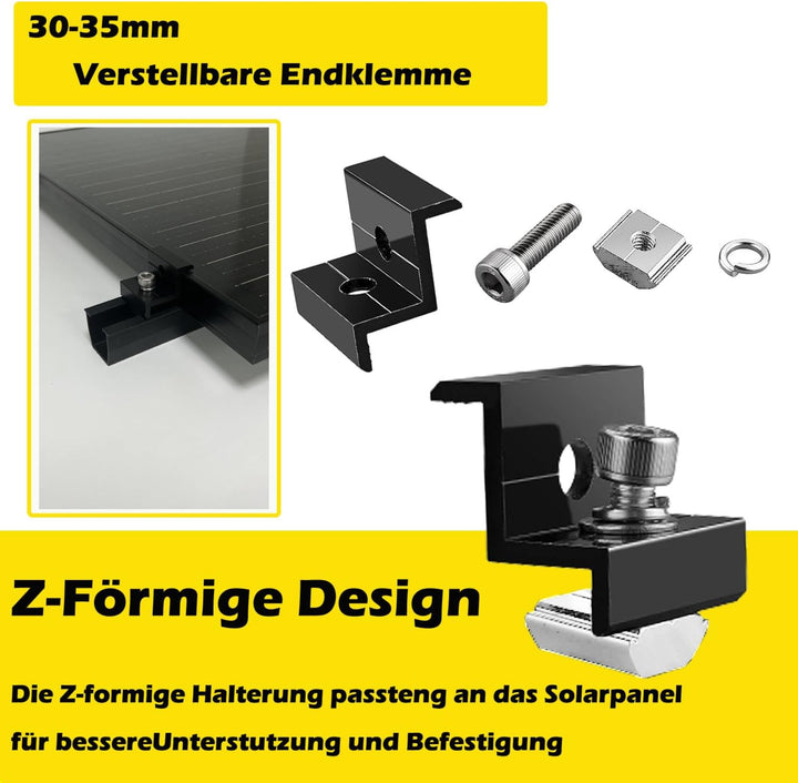 Solarpanel Halterung Kit und Zubehör Schwarz Eloxiert,Halterung für Solarmodule,Befestigungsschiene1
