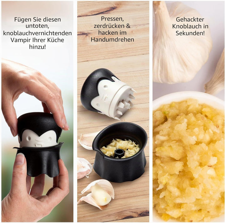 OTOTO Gracula Knoblauchschneider - Knoblauch Zerkleinerer &amp; Schäler - Knoblauchpresse Dracula Leicht