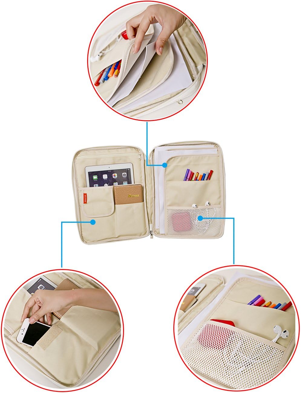 A4 Dokumente Tasche Ordner Multifunktions Dateien Organizer Messenger iPad Handtasche Lagerung Inhab