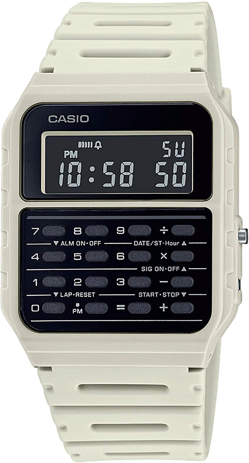 Casio Collection Retro Herren Digitaluhr mit Kunststoffband CA-53WF Weiss, Weiss