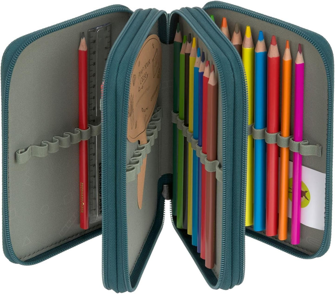 LÄSSIG Federmäppchen Unique School Triple Pencil Case Slim Dark Green dunkelgrün
