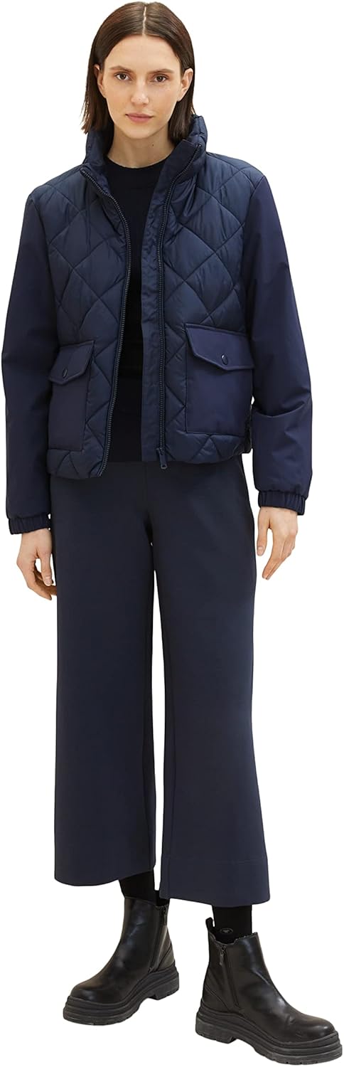 TOM TAILOR Damen Steppjacke mit Stehkragen & Taschen XL 10668 - Sky Captain Blue, XL 10668 - Sky Cap