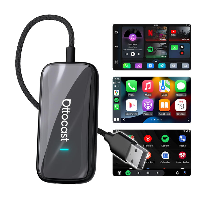 [Neues Modell 2026] OTTOCAST Wireless CarPlay & Android Auto-Adapter, 3-in-1 AI Box Play2Video Ultra