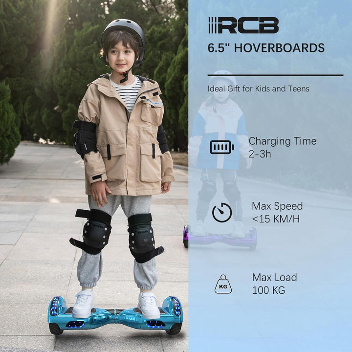 RCB Hoverboards 6,5 Zoll Skateboard Kinder und Jugendliche Hoverboards mit Bluetooth - Led Licht Seg