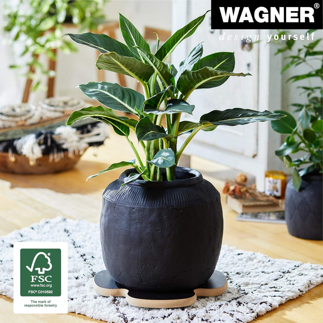 WAGNER Pflanzenroller BLACK Ø 33 x 4 cm I Pflanzenroller für den Innenbereich, MDF mit Melaminbeschi